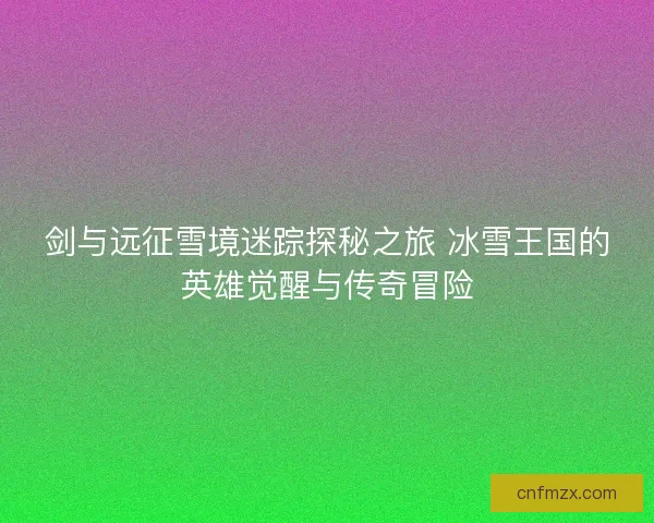 剑与远征雪境迷踪探秘之旅 冰雪王国的英雄觉醒与传奇冒险