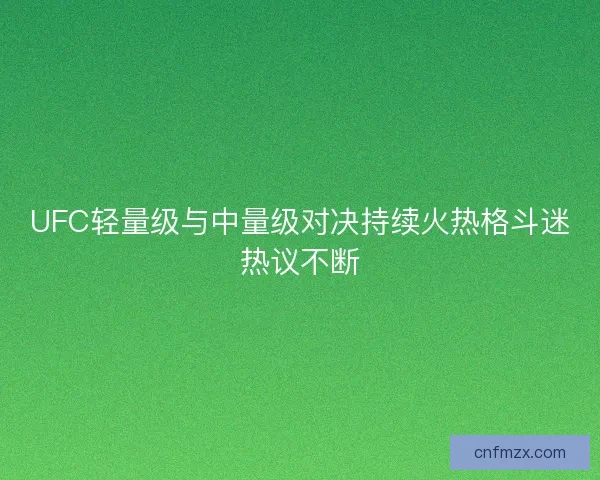 UFC轻量级与中量级对决持续火热格斗迷热议不断