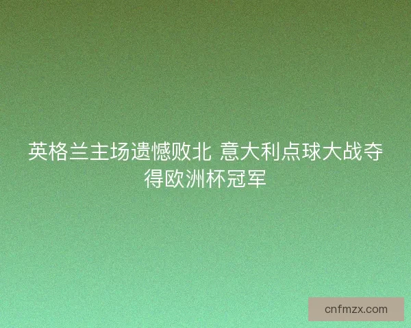 英格兰主场遗憾败北 意大利点球大战夺得欧洲杯冠军