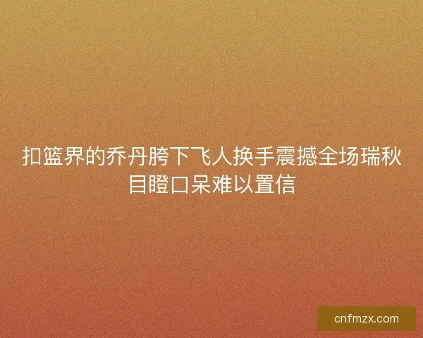 扣篮界的乔丹胯下飞人换手震撼全场瑞秋目瞪口呆难以置信